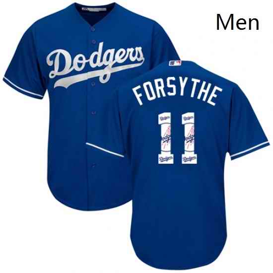 Mens Majestic Los Angeles Dodgers 11 Logan Forsythe Authentic Royal Blue Team Logo Fashion Cool Base MLB Jersey